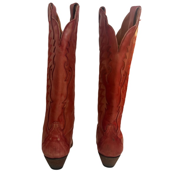 DAN POST WOMEN’S WESTERN HALLIE LEATHER BOOT COLOR: RED SIZE: 9 COWGIRL - Picture 7 of 16